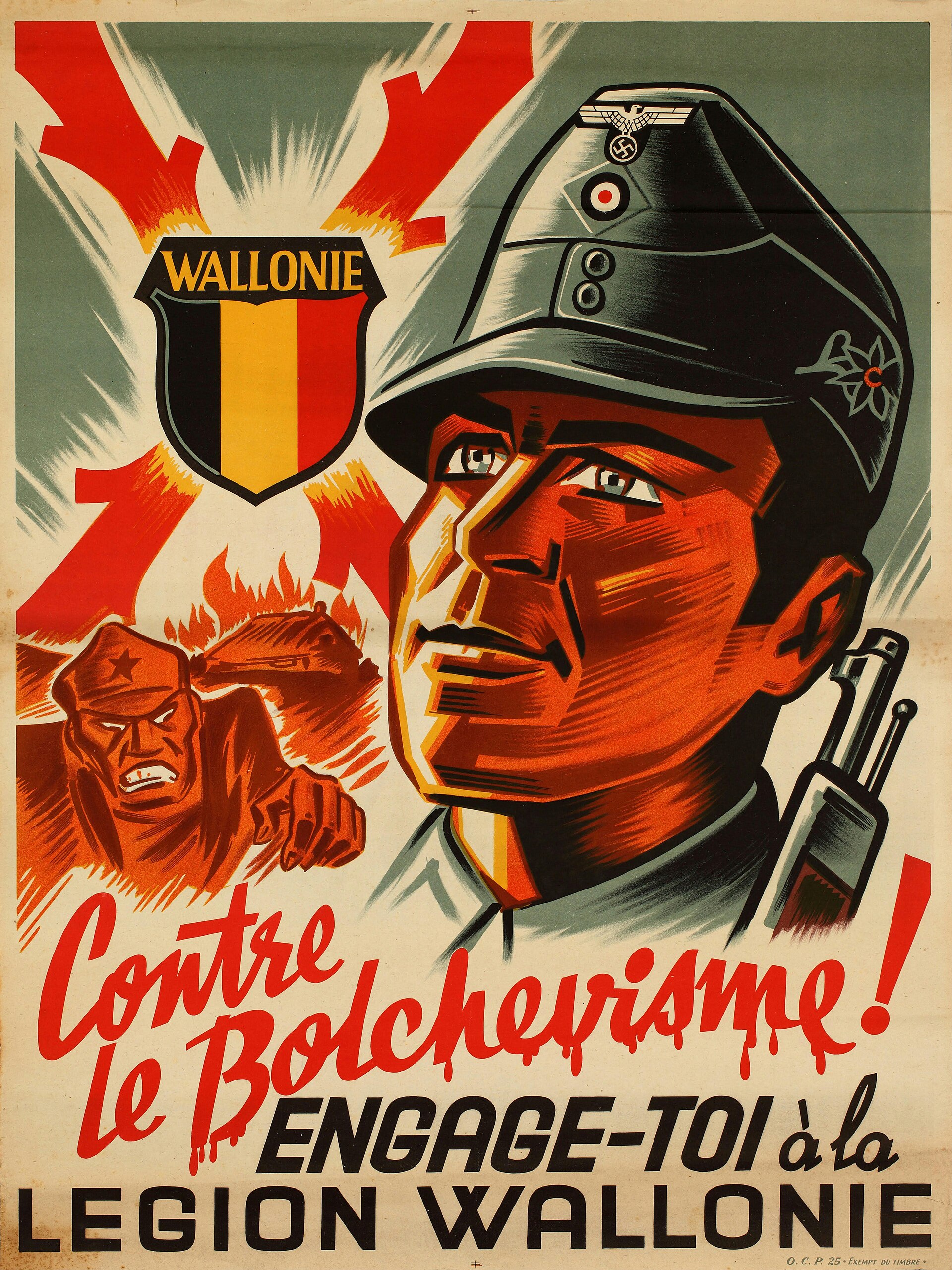 « Contre le Bolchevisme ! Engage-toi à la Légion Wallonie » : affiche de recrutement